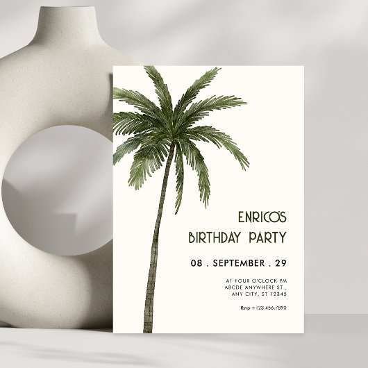 Invitation Arbre tropical palmier minimaliste