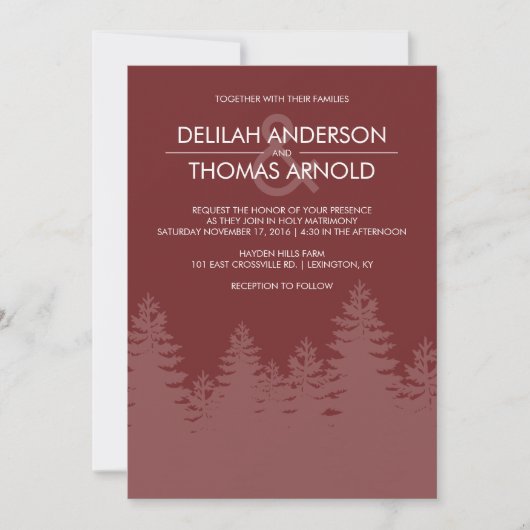 Invitation Arbres À feuillage persistant modernes Bourgogne M (Devant)