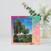 Invitation ARBRES À FEUILLES EN TOSCANE, rose vert or paillet (Debout devant)