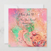 Invitation ARBRES À FEUILLES EN TOSCANE, rose vert or paillet (Dos)