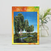 Invitation ARBRES À FEUILLES TOSCANE, étincelles vert brun ja (Debout devant)