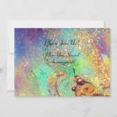 Invitation ARBRES À FEUILLES TOSCANE, paillettes bleues vert (Dos)