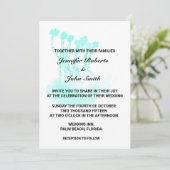 Invitation Arbres Abstraits Aquarelle Turquoise Bleu Art Mari (Debout devant)