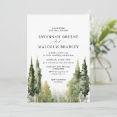 Invitation Arbres aquarelles | Rustic Forest Mariage extérieu (Debout devant)
