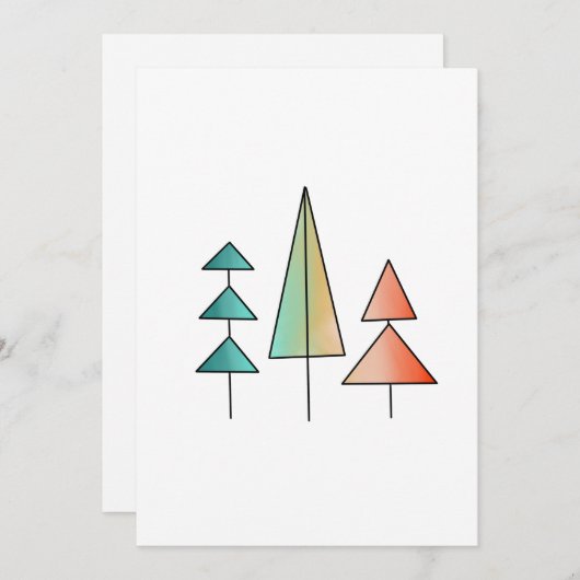 Invitation arbres arc-en-ciel modernes du milieu du siècle ro (Devant / Derrière)