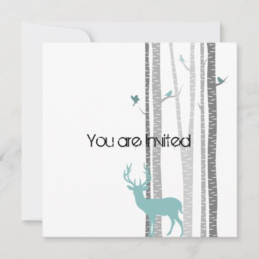 Invitation Arbres avec Baby shower de cerfs (Devant)