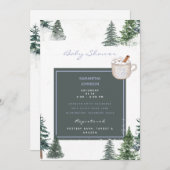 Invitation Arbres & Bébé Bleu Neige C'est Froid Douche Extéri (Devant / Derrière)