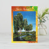 Invitation ARBRES BIRCH EN TOSCANE,vert brun jaune scintille (Debout devant)