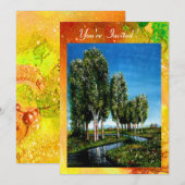 Invitation ARBRES BIRCH EN TOSCANE,vert brun jaune scintille (Devant / Derrière)