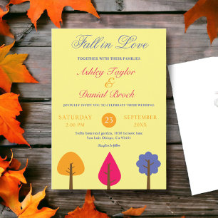 Invitation Arbres Colorés Élégants Tombent Amoureux Mariage R