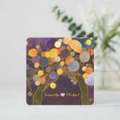 Invitation Arbres d'amour rustiques Mariage pourpre (Debout devant)