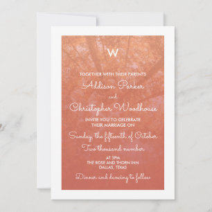 Invitation Arbres d'automne Blanc et corail Mariage de mono