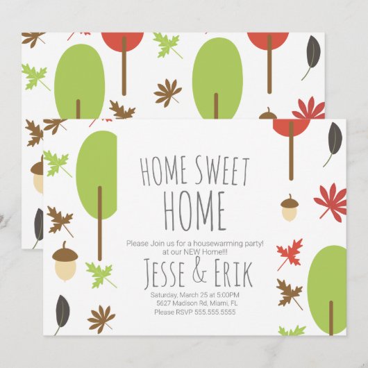 Invitation Arbres d'automne modernes et la fête du réchauffem (Devant / Derrière)