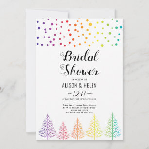 Invitation Arbres de couleurs arc-en-ciel, points lesbiennes
