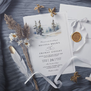 Invitation Arbres de forêt rustiques Élégant Code QR Mariage