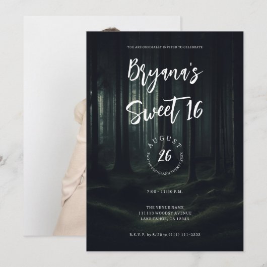 Invitation Arbres de forêt sombre et maussade au crépuscule S (Devant / Derrière)