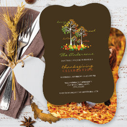 Invitation Arbres de la famille d'automne Thanksgiving Dîner 