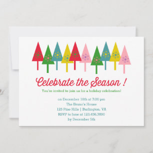 Invitation Arbres de Noël Colorés Fête de Noël