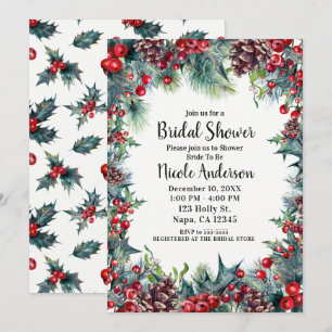 Invitation Arbres de Noël de Fête de Mariage d'Hiver de Baies