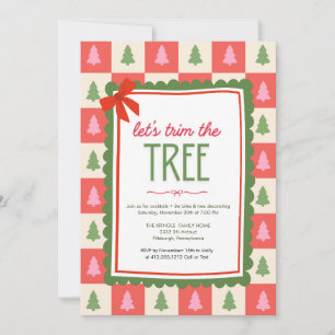 Invitation Arbres de Noël dessinés à la main amusants et colo