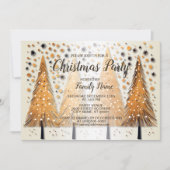 Invitation Arbres de Noël dorés Flammes de neige brillantes F (Devant)