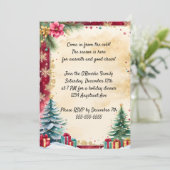 Invitation Arbres de Noël et flocons de neige dorés (Debout devant)