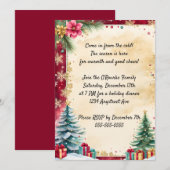 Invitation Arbres de Noël et flocons de neige dorés (Devant / Derrière)