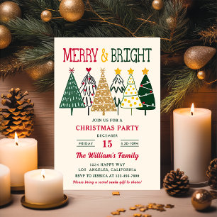 Invitation Arbres de Noël Gai et Lumineux Fête de Noël