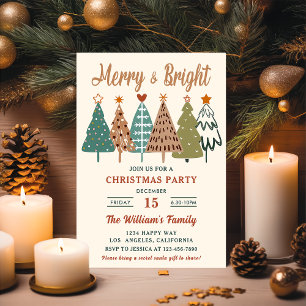 Invitation Arbres de Noël gais et lumineux Fête de Noël