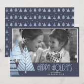 Invitation Arbres de Noël Modèle photo Blue ID863 (Devant / Derrière)