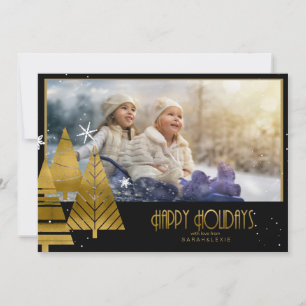 Invitation Arbres de Noël Modèle photo Gold ID863
