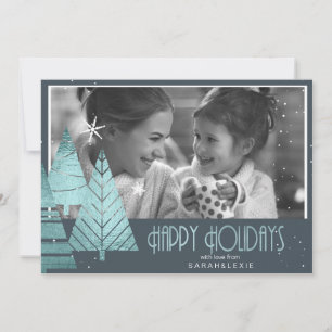 Invitation Arbres de Noël Modèle photo ID Turquoise863