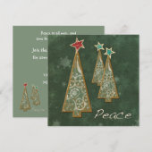 Invitation Arbres de Noël-Paix/Vert (Devant / Derrière)