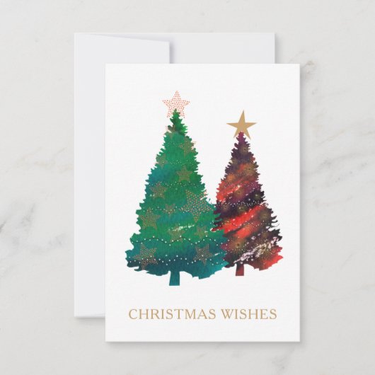 Invitation Arbres de Noël Peints à la main (Devant)