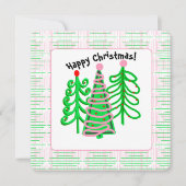 Invitation Arbres de Noël rose vert (Devant)