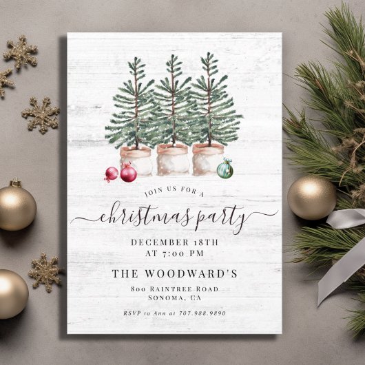 Invitation Arbres de Noël Rustiques Fête de Fêtes