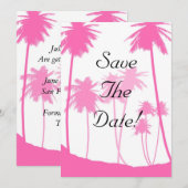 Invitation Arbres de palmiers rose vif Mariage tropical Enreg (Devant / Derrière)