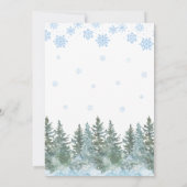 Invitation Arbres de pin d'hiver Flocons de neige Baby Shower (Dos)