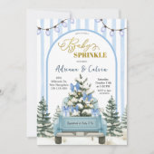 Invitation Arbres de pin hivernaux Nœud coquet bleu Baby Spri (Devant)