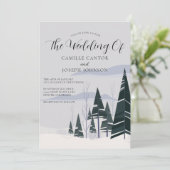 Invitation Arbres d'hiver Moderne Forêt de neige Mariage de v (Debout devant)