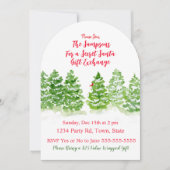 Invitation Arbres d'hiver peints à la main SECRET PÈRE NOËL (Devant)