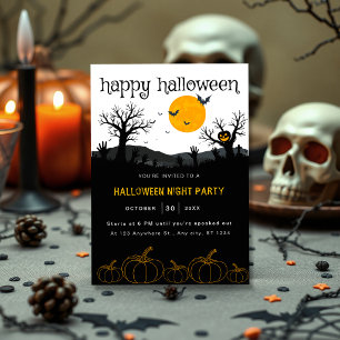 Invitation Arbres Éffrayants citrouille Orange Black Hallowee