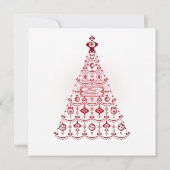 Invitation Arbres élégants de Joyeux Noël de partie rouges (Dos)