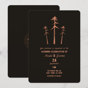 Invitation Arbres Élevés en Bronze de Cuivre Mariage Rustique