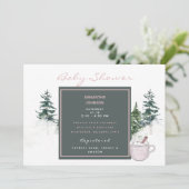 Invitation Arbres et Neige rose bébé Il fait froid dehors Dou (Debout devant)