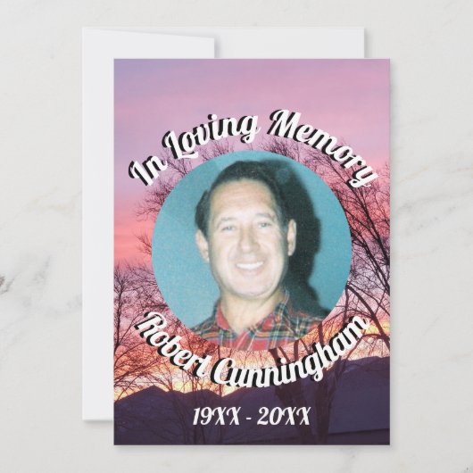 Invitation Arbres et rose violet coucher de soleil Photo Amou (Devant)