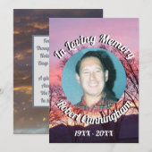 Invitation Arbres et rose violet coucher de soleil Photo Amou (Devant / Derrière)