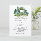 Invitation Arbres forestiers mariages aquarelle éco micro (Debout devant)