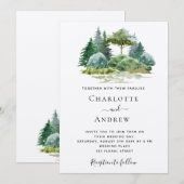 Invitation Arbres forestiers mariages aquarelle éco micro (Devant / Derrière)