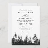 Invitation Arbres forestiers pin bois rustique code QR mariag (Devant)